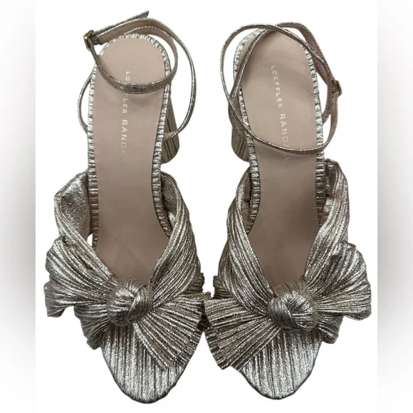 Loeffler Randall Camellia Champagne Pleated Bow Heel - Picture 6 of 11